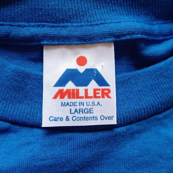 Vintage 1980s Miller MLB Baseball New York Mets Blue Puff Print T-Shirt Large - Picture 6 of 9